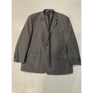 Joseph Feiss 54R Gray Houndstooth 100% Wool Mens Blazer Suit Jacket Sport Coat
